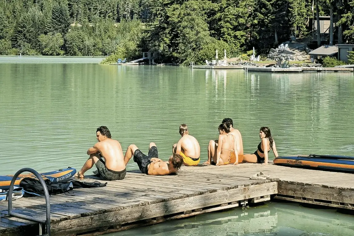 Beating summer heat at Green Lake, Whistler, BC